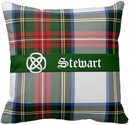 18 x 18" Throw Pillow Case Stewart Dress Tartan Plaid Pillow Cover Decorative Canvas Accent Pillows for Sofa and Couch