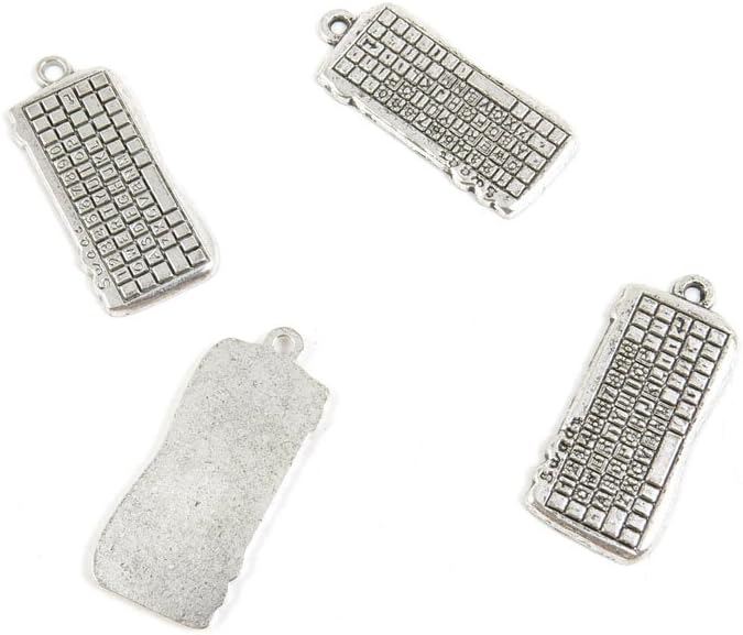80 Pieces Antique Silver Tone Jewelry Making Charms E9OJ1 Keyboard Pendant Ancient Findings Craft Supplies Bulk Lots