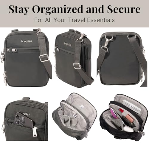 Image of Baggallini Securtex Anti-theft Mini Everything Crossbody Bag, 6.3 inchx8.25 inch Rfid, Locking Zippers & Cut-resistant Strap