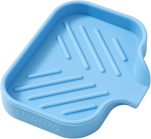 Vista 475 de Jaboneras de baño de silicona con boquilla de drenaje, organizador de fregadero de baño y cocina, soporte para esponja, bandeja de jabón para Gris