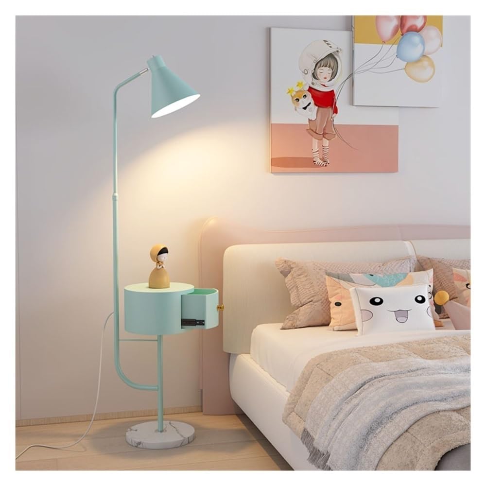 Jian1004 Floor Lamp, Modern Rustic Floor Lamp with Side Table & LED Bulb for Bedroom/Office(Green)