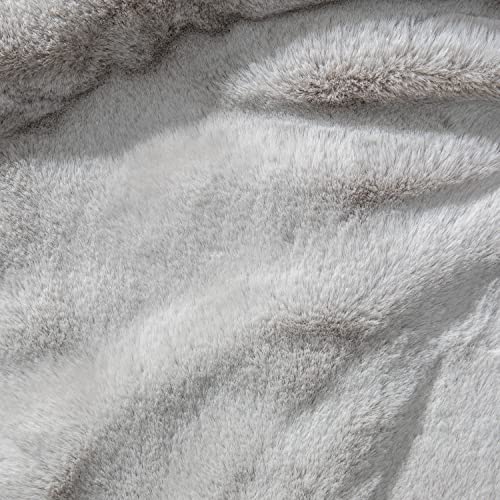 Image of Jaxx 6 Foot Cocoon - 2-in-1 Convertible Bean Bag Bed & Large Bean Bag Chair for Adults - Premium Faux Fur, Silver Rabbit