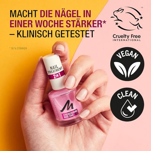 Manhattan Nail Treatment 2in1 Strengthening Base Coat, transparenter Nagellack zur Kräftigung der Nägel, 12 ml