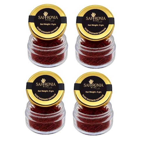 Image of Saffronia Mart Kashmiri Mongra Saffron | A++ Grade Kesar | Suitable for Biryani, Tea & Sweets | Airtight Packaging | FSSAI Certified | 5g - Pack of 4