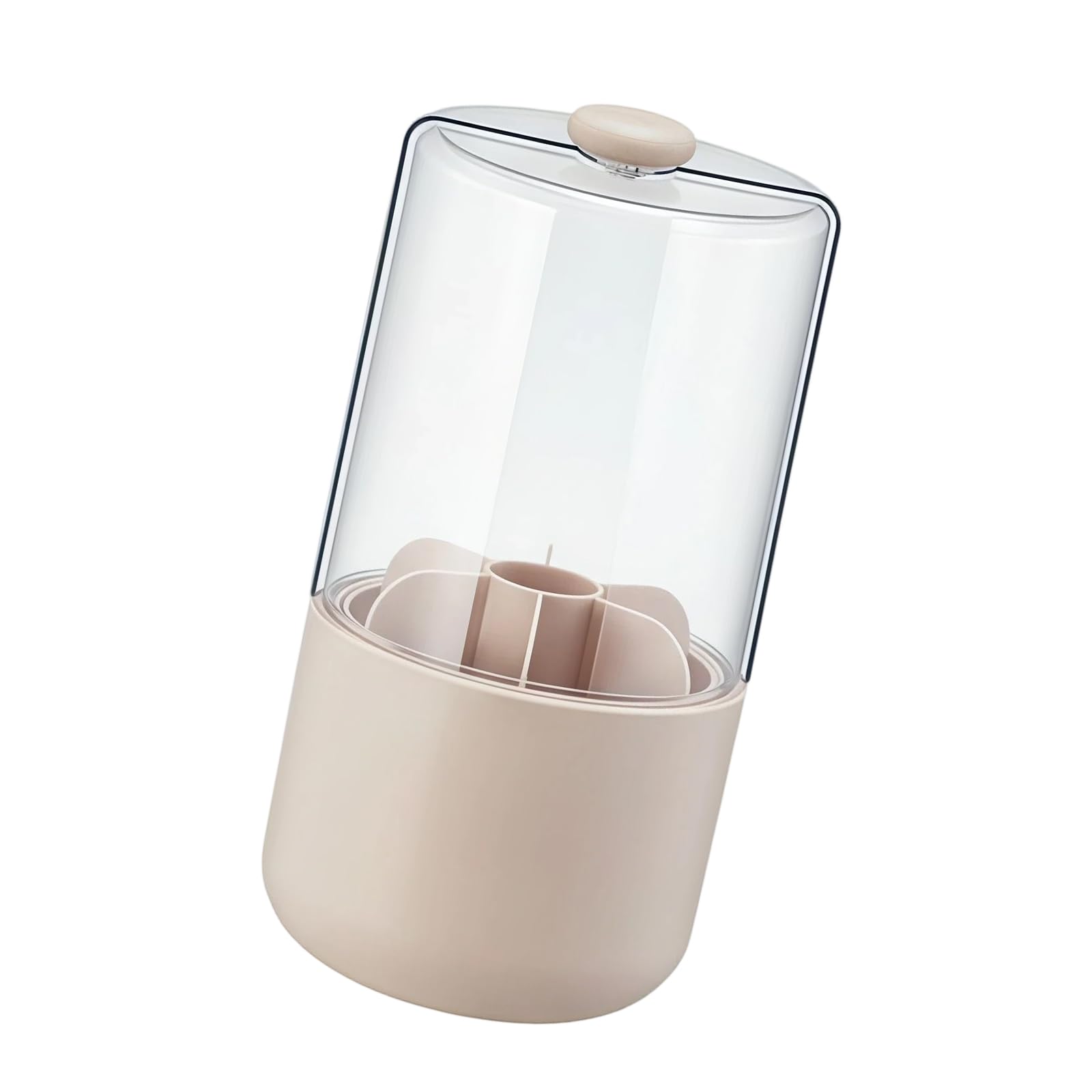 Jazuaiao Makeup Brush Holder with Dustproof Cover Clear 360 Rotating Cosmetic Tool Box Bathroom Toothbrushes Organiser Dustproof Toothbrush Organiser