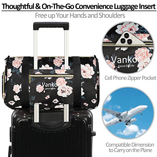 Gym Bag For Women With Shoe Compartment Waterproof, Sports Duffle Bag For Travel Duffel Weekender Carry On Beach Yoga Overnight Luggage Mommy Maternity Hospital Bag Black Pink Floral 17 Inch #TOP4