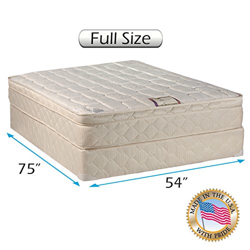 DS USA Tomorrow's Dream Innerspring Pillow Top (Eurotop) Full Size Mattress and Box Spring Set - Sleep System with Enhanced Cushion Support, Fully Assembled and Longlasting Comfort