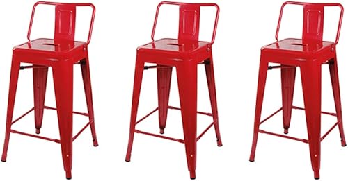 Vista 235 de GIA Taburete de metal con respaldo bajo de altura de mostrador de 24 pulgadas con asiento de cuero vegano, color plateado