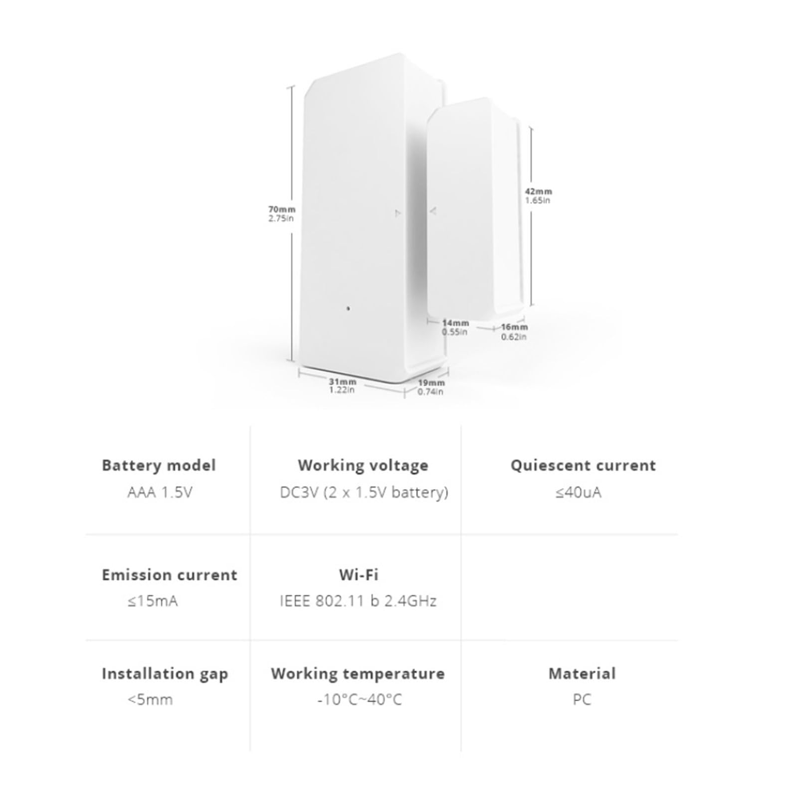 Alarme Intelligente , Capteur De Porte Intelligent, Détecteur D'ouverture/fermeture De Porte, Notification Par Application, Capteurs D'alarme De Sécurité À Domicile , Installation Et Utilisation Facil