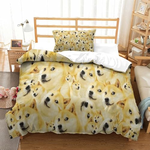 Housses de couettes 3D imprimé chien parure de lit microfibre avec taies d'oreiller