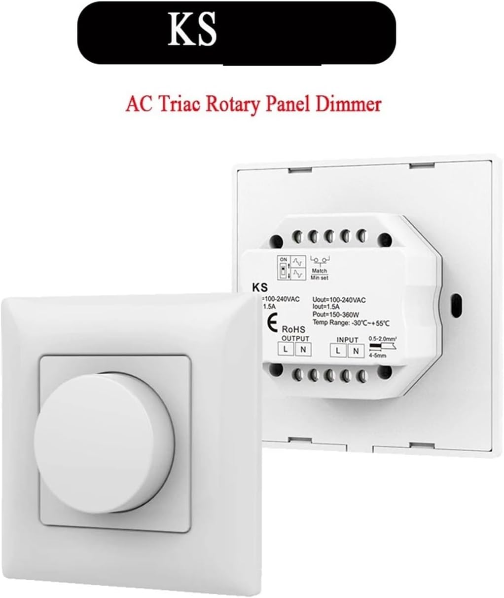 Thyristor Dimmer Kit 1 Channel DC12V 24V 36V LED Controller with Push-Pull Dimming Function, AC 220V Rotary Dimmer(Rotary Triac Dimmer)