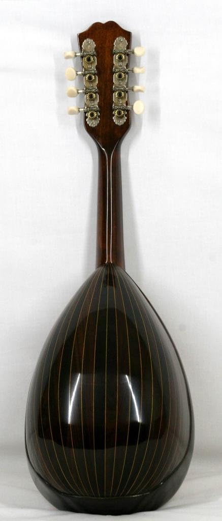 Luthery Neapolitan Mandolin with ribs in rosewood, hacksaw celluloid inlay at the soundhole - manufactured between 1970 and 1990