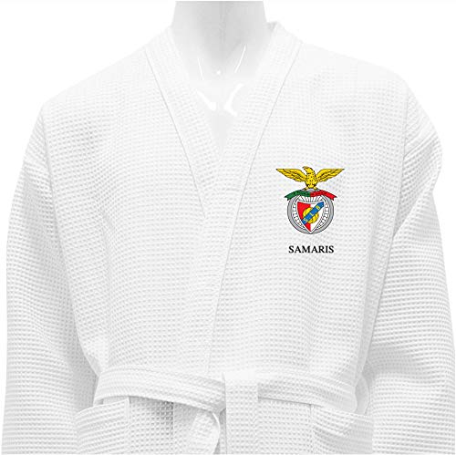BGEUROPE SL Benfica Albornoz DE BAÑO Waffle Blanco Personalizado Benfica (Size XL, Logo + Monograma)