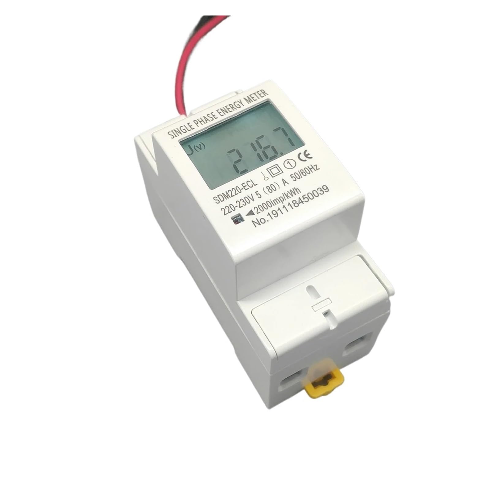 Medidor de energía 6 Piezas 80 A Carril DIN monofásico Dos Cables Pantalla Digital Consumo de energía medidor eléctrico kWh CA 220 V 230 V 50 Hz/60 Hz(with Backlight)