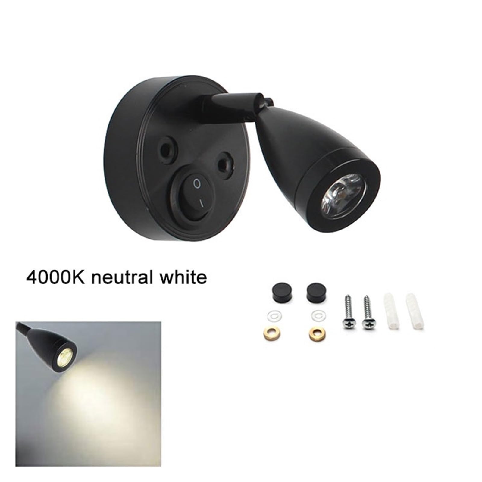2 Szt. Czarno-srebrne Oświetlenie LED DC12V Do Wnętrza Kampera, 3W, Oświetlenie Nocne, Przełącznik Kanapy, Lampa Punktowa Do Łodzi I Jachtu(Black 4000K)