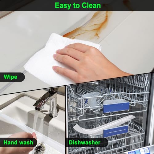 Image of Silicone Stove Counter Gap Cover - 25 Inches Oven Gap Filler 2 Pack Clear | Transparent stove gap covers gap guards range side oven counter gap filler seals spills between kitchen appliances, stovetop
