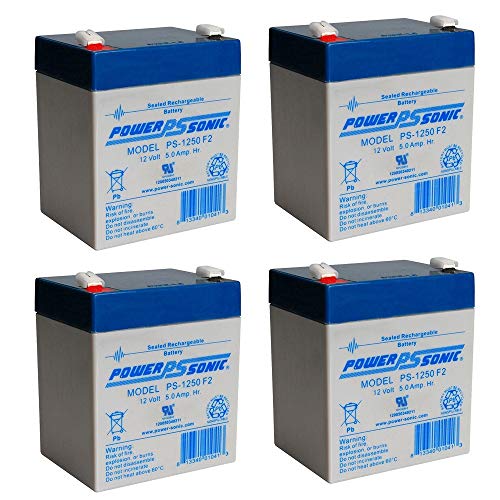 PS-1250 12V 5AH SLA Battery 12 VOLT F2 TERMINAL - 4 Pack