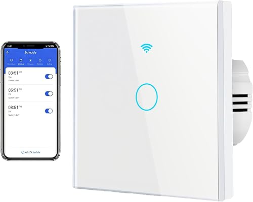 Interrupteur Tactile WiFi 1 Gang Panneau Verre