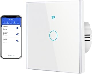 Touch Lichtschalter Smart WLAN Lichtschalter Kompatibel Mit Alexa/Google Home/Tuya/Smart Life, Touch Wechselschalter Unterputz Schalter mit Status-LED und Glas Panel 1Fach 1Weg 86mm Unterputz Weiß