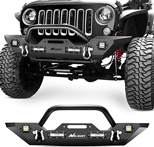 Nilight Front Bumper Compatible for 2007 2008 2009 2010 2011 2012 2013 2014 2015 2016 2017 2018 Jeep Wrangler JK/JKU Rock Crawler Winch Plate