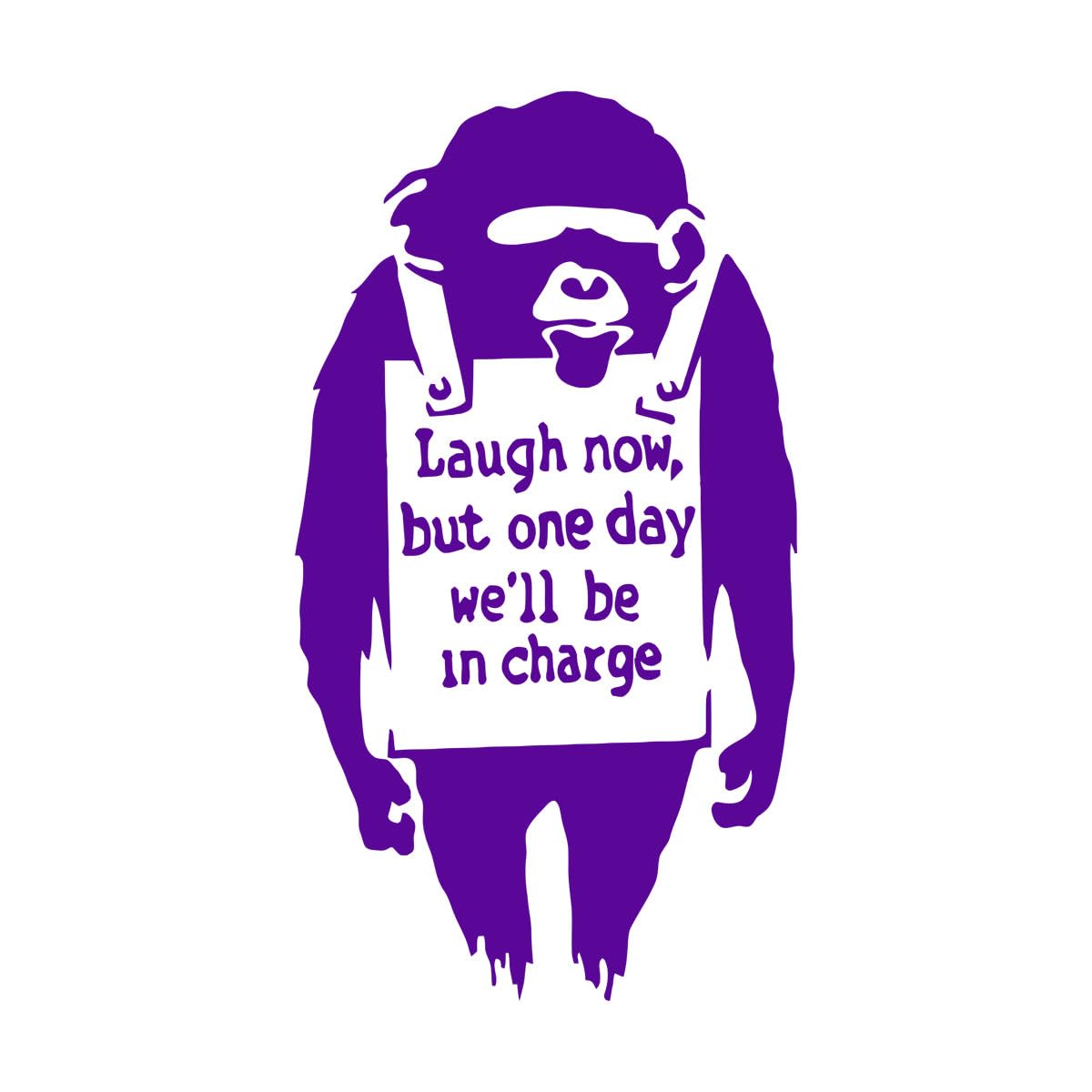 Monkey Wall Sticker Art Vinyl Street Graffiti Mural Chimp Artwork Decals Laugh Now Print Gorilla Smart Mural Small - 28x57cm — image 1