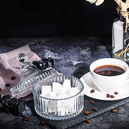 Erioctry 300ml/10oz Elegant Crystal Candy Jar With Lid, Decorative Glass Dish Bowl - Image 2