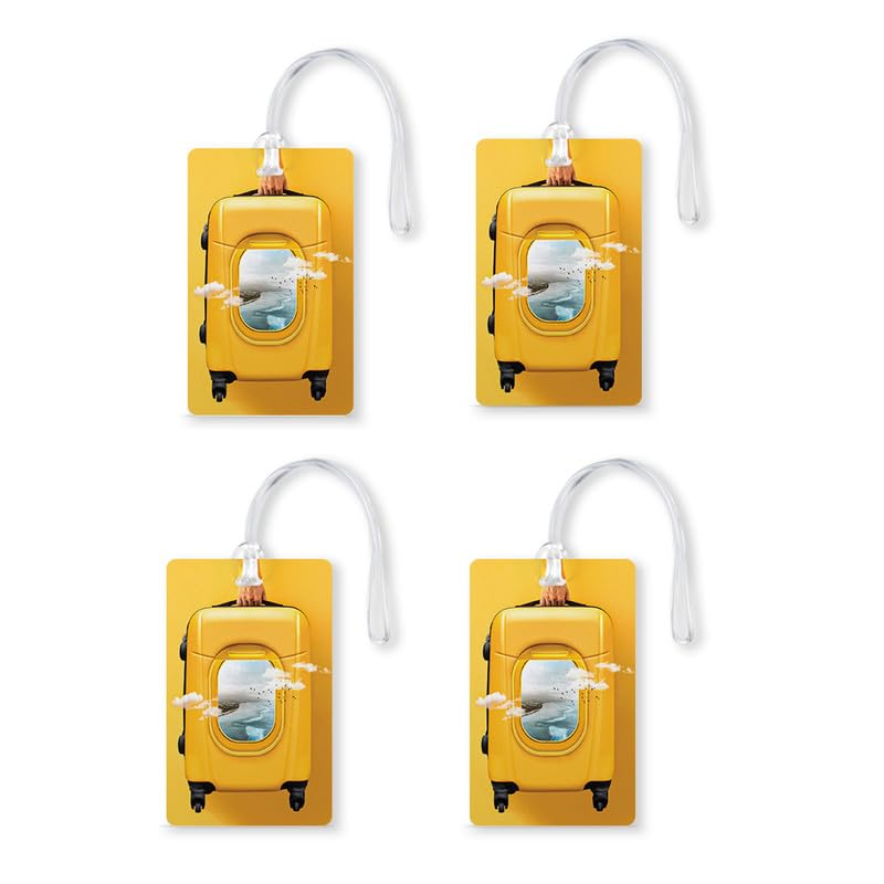 Suitcase Design Luggage Tags, Bag Tag Travel Id Labels Tag for Baggage Suitcases Bags with Silicon|Set of 4 | Multicolor-image-45