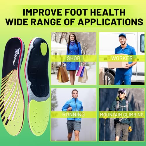 Image of IFITNA High Arch Support Relife Pain Plantar Fasciitis Insoles Shoe Inserts for Men & Women Shock Absorb Cushion Heel,Work Boot Pad Standing All Day,Size 5