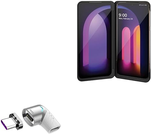 BoxWave Adaptador compatible con LG V60 ThinQ 5G - MagnetoSnap PD Adaptador de ángulo PD, adaptador de carga de ángulo PD magnético ahorrador de
