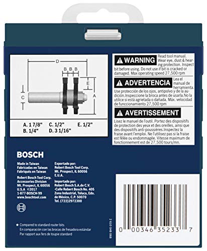 Bosch 84624MC 1-7/8 In. x 1/4 In. Carbide-Tipped Tongue and Groove Router Bit - Thumbnail 6