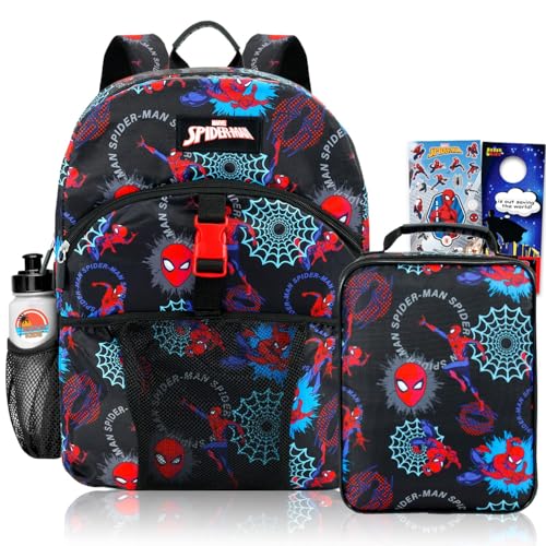 Image of Spider Man Backpack with Lunchbox Set for Boys School Bundle + More