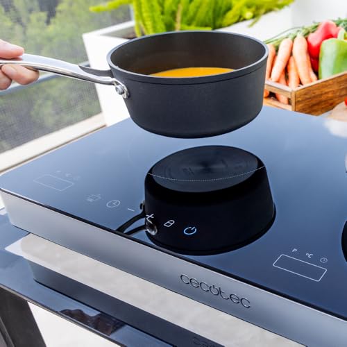 Cecotec Plaque à Induction Portable 2 Feux Full Magma Double, 3500W sur 8-10 Niveaux, Digitale, Contrôle Tactile et Programmable, Protection Surchauffe, AutoOff et Thermostat, Noir, 56 x 31 cm