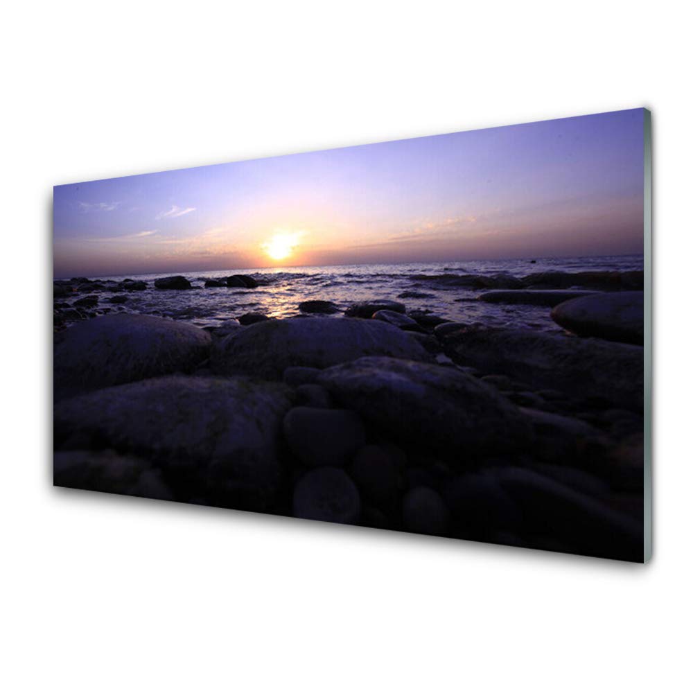 Tableau mural moderne incassable plastique imprimé mer pierres acrylique 100x50