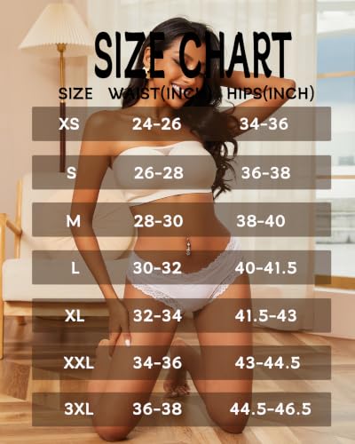 Image of Sth Big Womens Cotton Underwear Sexy Lace Brazilian Panties Soft Breathable Cotton Bikini for Ladies 6 Pack