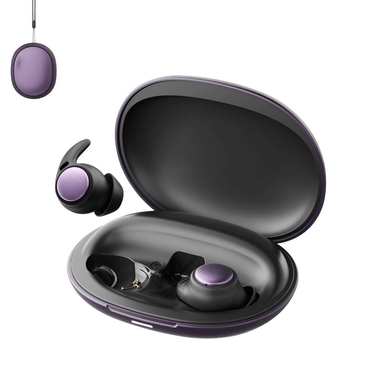 NE76 Sleep Earbuds Bluetooth 5.4 in Ear, AI Translation Headphones Real Time 150 Languages (Purple)