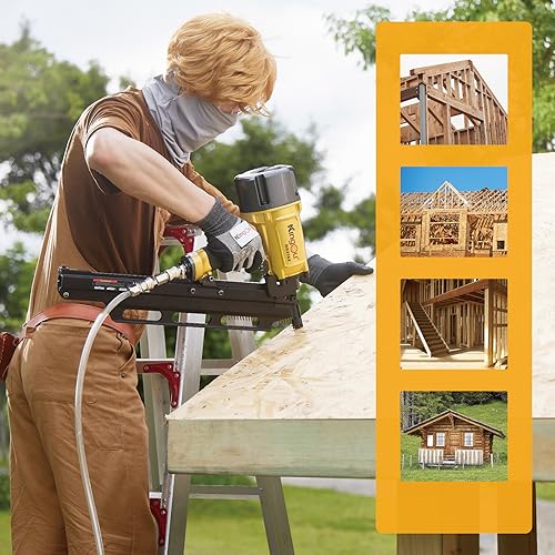 Image of KingOu NR2183 21 Degree Aluminum Magazine, Pneumatic Framing nail gun | 2-Inch up to 3-1 /4-Inch Plastic Collated Full Head Framing Nails, Framing, Wooden House Building, Fencing