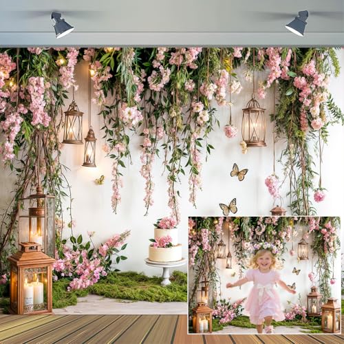 15x10ft Floral Arch Backdrop Spring Butterfly Candle Flower Photography Background