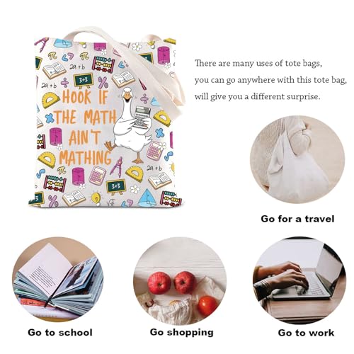 KUIYAI Silly Goose Math Teacher Appreciation Tote Bag Teacher Day Math Mathematics Lover Gift Hook If The Math Ain’t Mathing4