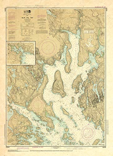 Paradise Cay Publications, Inc. Antiqued NOAA Chart 13316: Blue Hill Bay; Blue Hill Harbor