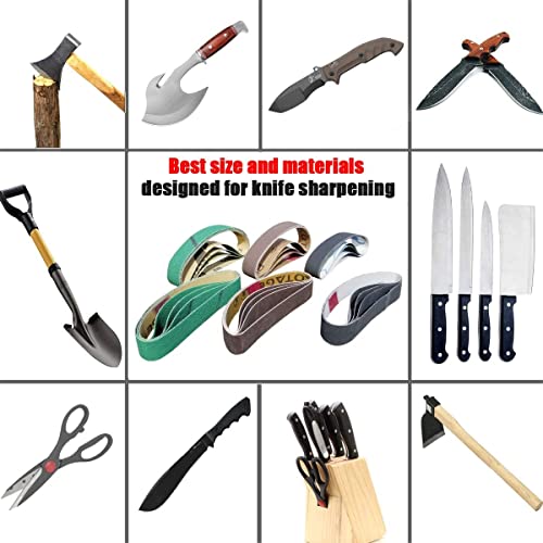 12 Pcs 3/4" X 12" Knife Sharpener Sanding Belts, Replacement Belt Kit For Work Sharp Ken Onion Edition Knife & Tool Sharpener - 2 Belts Each Of 80/120/240/400/1000/1200 Grits #TOP5