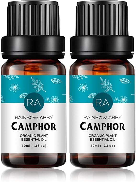 RAINBOW ABBY 2-Pack Camphor Essential Oils, 100% Pure, Undiluted, Therapeutic Grade Camphor Oil - 2x10 mL