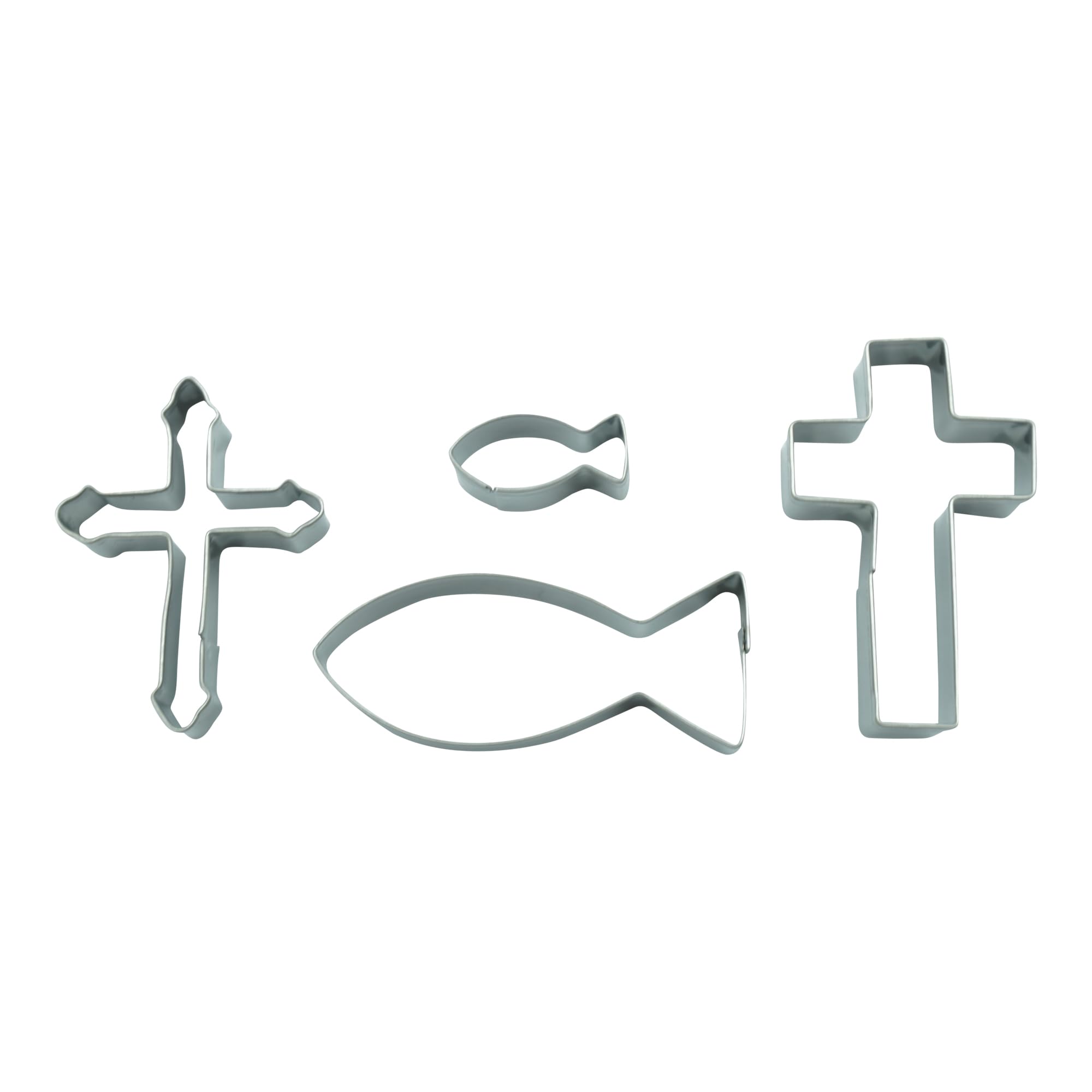 BekkiB - 4-er Set Ausstecher "Christlich" - Spülmaschinengeeignete Ausstechformen aus Edelstahl - Perfekt für Plätzchen & Tortendeko - 998501