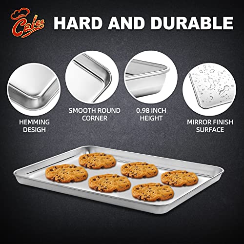 Baking Pans Set Of 4, Cekee 4 Pieces Baking Sheet For Oven & Stainless Steel Cookie Sheets & Toaster Oven Tray Pans, Rectangle Size 18 X 13 X 1 Inch, Non Toxic & Healthy & Dishwasher Safe #TOP1