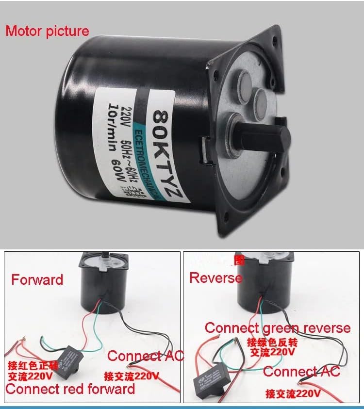 80KTYZ AC Motor 220V 5rpm -110rpm Motor 60W Permanent Magnet Synchronous Motor With Bracket - (Speed: 220V 60rpm)