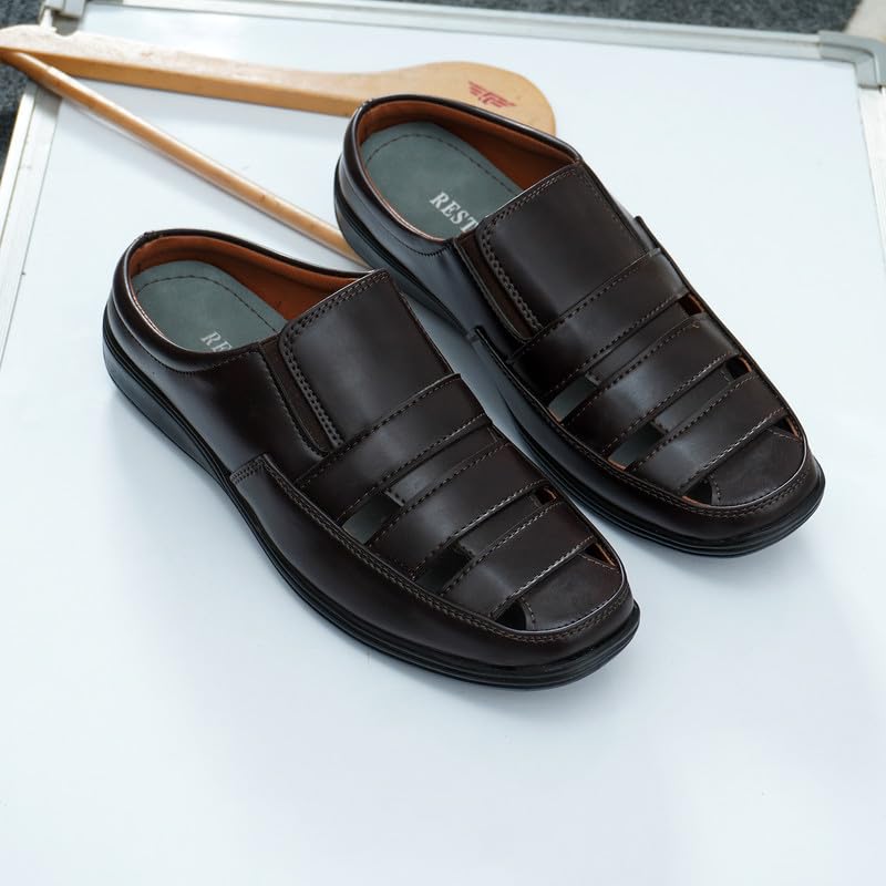 Image of Restroad Men's Synthetic Leather Sandals | Casual Open Toe Footwear for Men