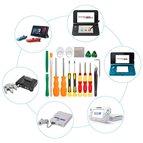 Keten Repair Kit for NS Switch, 17in1 Professional Full Security Screwdriver Game Bit Repair Tool Kit for NS Switch/NS Switch Lite/J-Con, NES/SNES/GBA