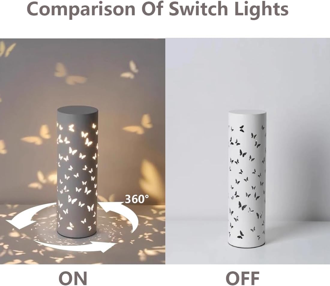 Bedside Table Lamp Rotatable Butterfly Night Light Led Lights for Bedroom Living Room Mariposas Gradient Projector USB Lamps for Girls Gift Valentine's Easter Mothers Day Birthday Present