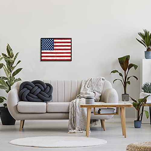 Image of Stupell Industries 'Rustic American Flag Red White Blue'| Framed Giclee Art | Stupell Industries | Black, 20 x 16 Inches, Easy to Hang and Sturdy, Made in USA, by Ruane Manning