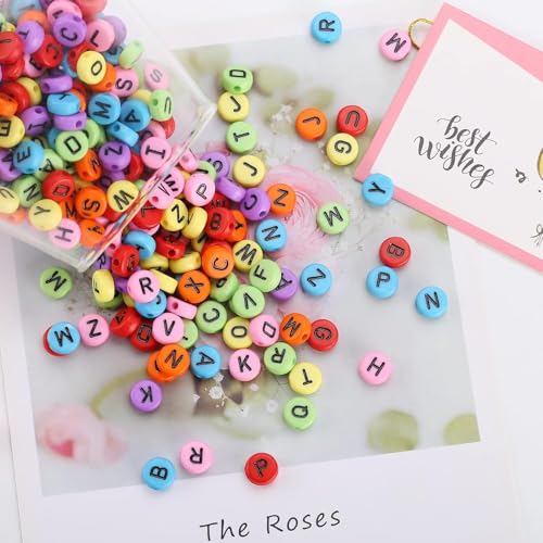 HERZWILD 500pcs Letters Beads 5×10mm Mixed Colorful Round Alphabet Black Letters Beads for Jewelry Crafts (Black-Color) - Image 4