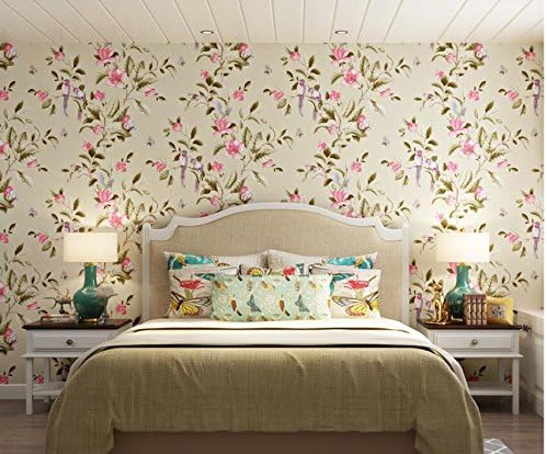 Amazon Ayzr アメリカの牧歌的な不織布の壁紙の寝室 寝室 リビングルーム 部屋 結婚式の部屋 壁 壁 壁紙と壁紙 黄色 壁紙